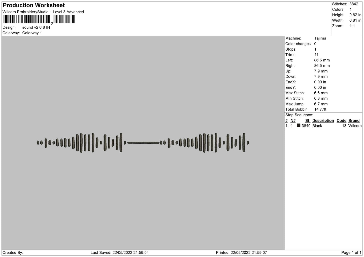 Sound V2 Embroidery File 4 size