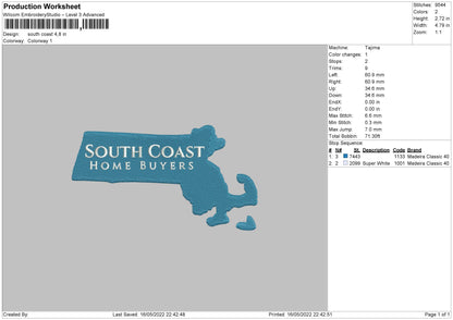 South Coast Embroidery File 4 size