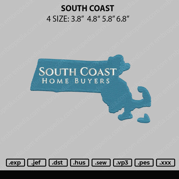 South Coast Embroidery File 4 size