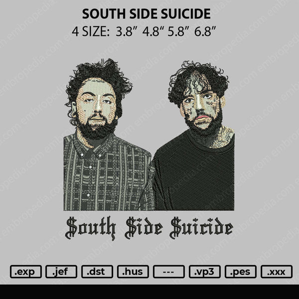 South Side Suicide Embroidery File 4 size