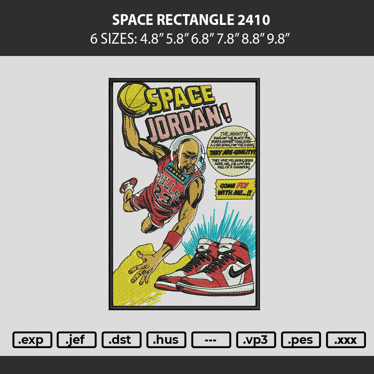 Space Rectangle 2410 Embroidery Machine Design File 6 sizes