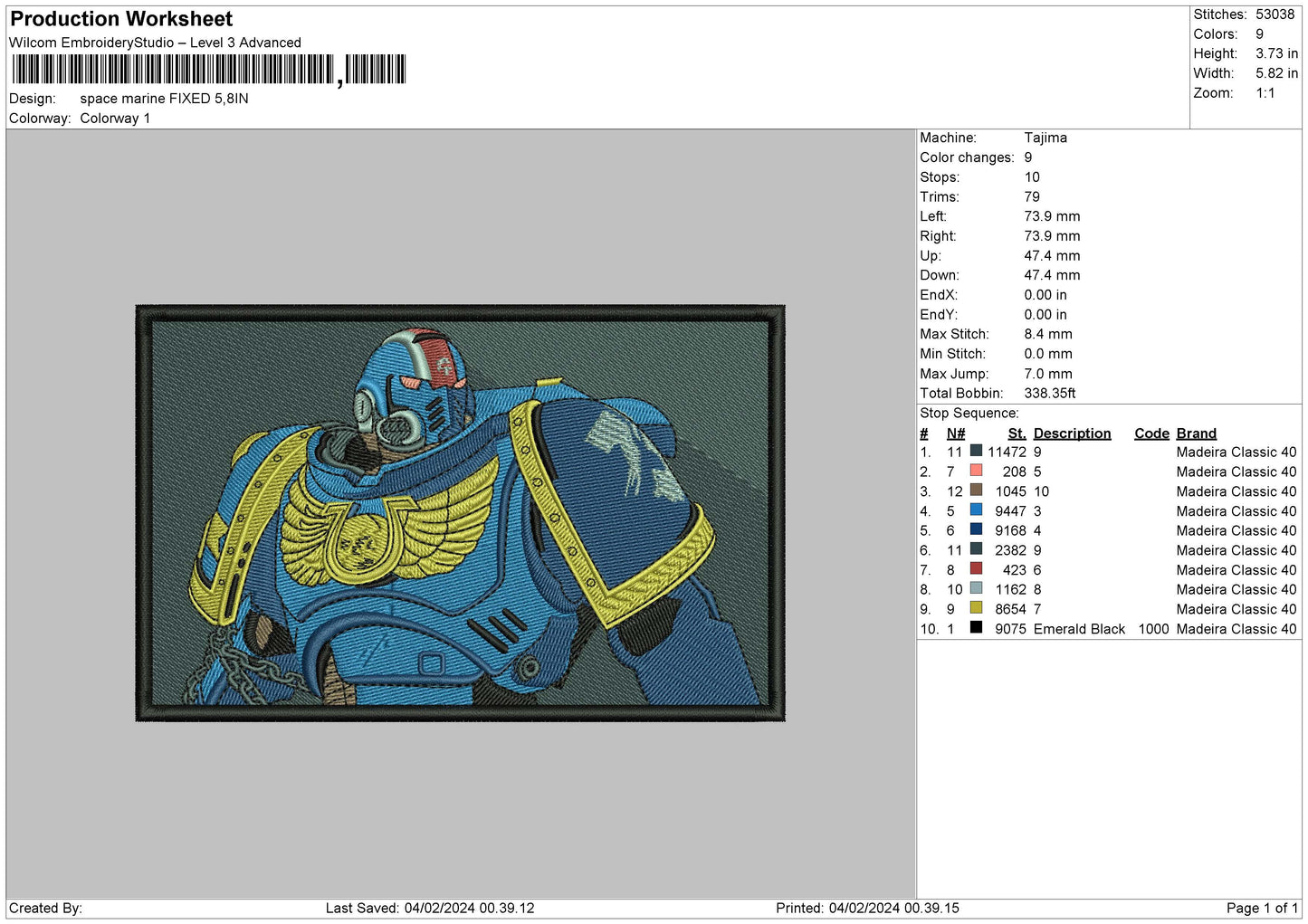 Robot Blue Embroidery File 6 sizes