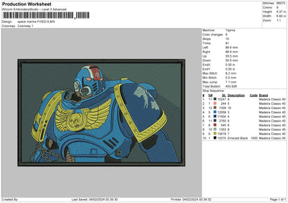 Robot Blue Embroidery File 6 sizes