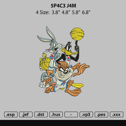 Space Jam Embroidery File 4 size