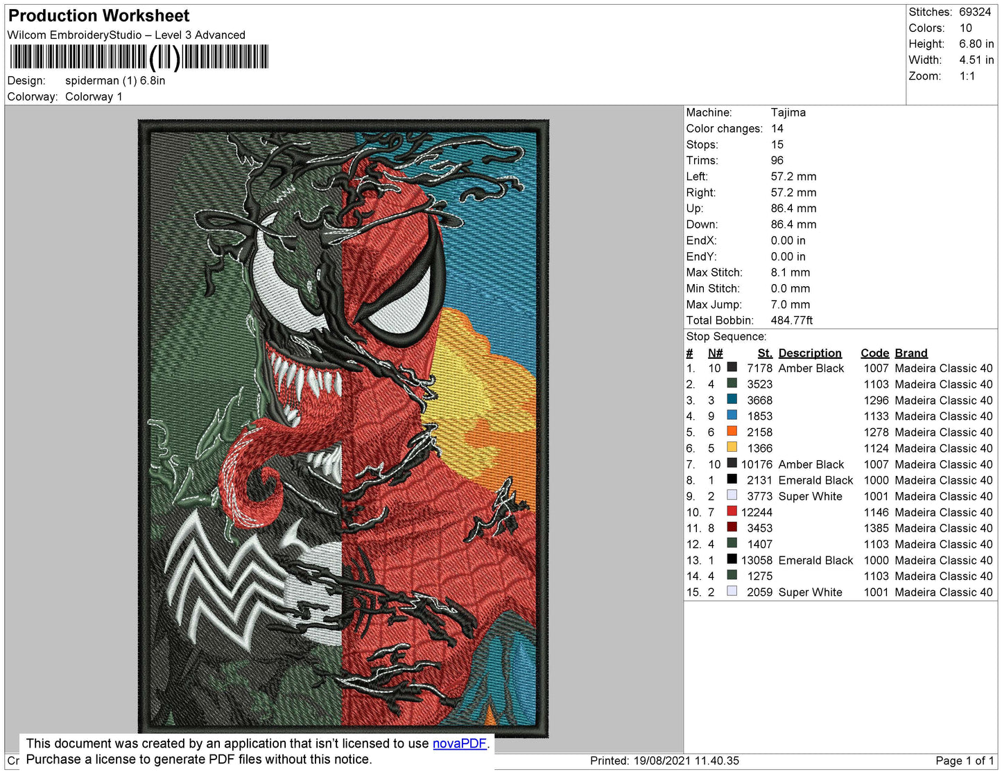 Spiderman 001 Embroidery File 4 size