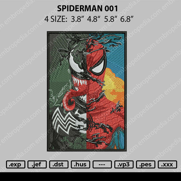 Spiderman 001 Embroidery File 4 size