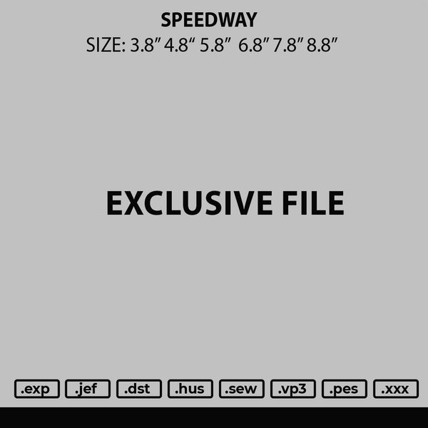 Speedway Embroidery File 6 sizes