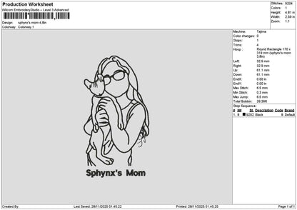 Mom Outline 2811 Embroidery File 6 sizes