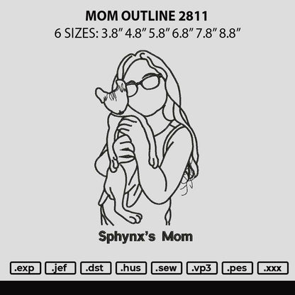 Mom Outline 2811 Embroidery File 6 sizes