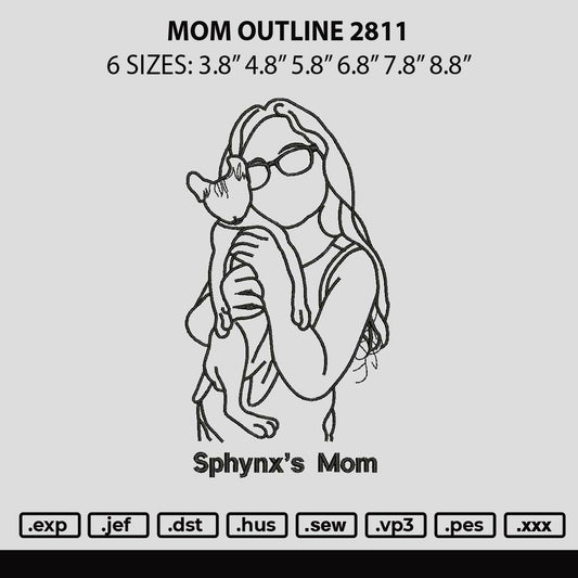 Mom Outline 2811 Embroidery File 6 sizes