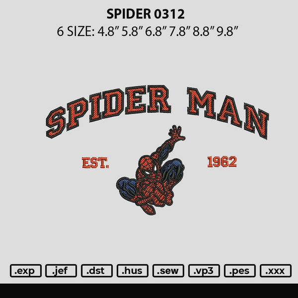 Spider 0312 Embroidery File 6 sizes