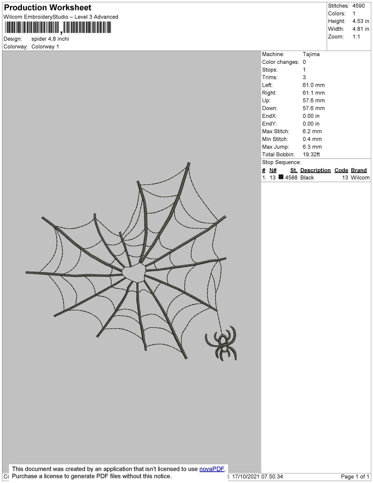 Spider Embroidery File 5 Size