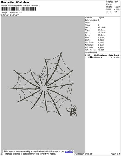 Spider Embroidery File 5 Size