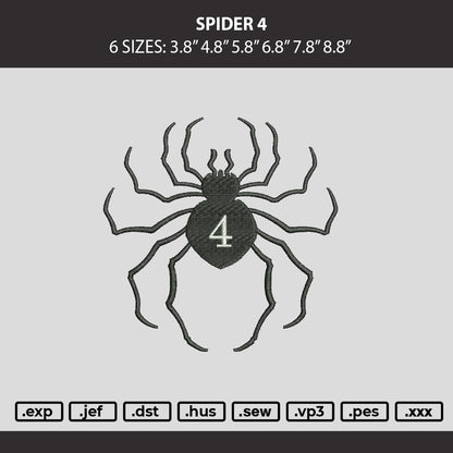 Spider 4 Embroidery Machine Design File 6 sizes