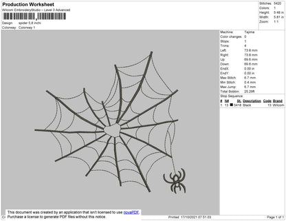 Spider Embroidery File 5 Size