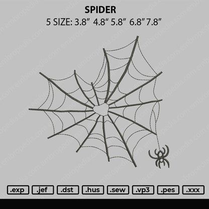 Spider Embroidery File 5 Size