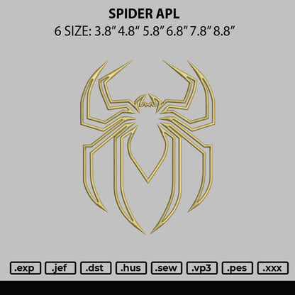 Spider Apl Embroidery File 6 sizes