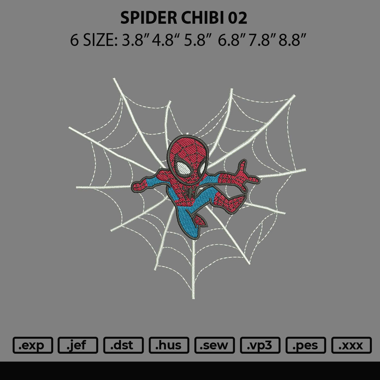 Spider Chibi 02 Embroidery File 6 sizes