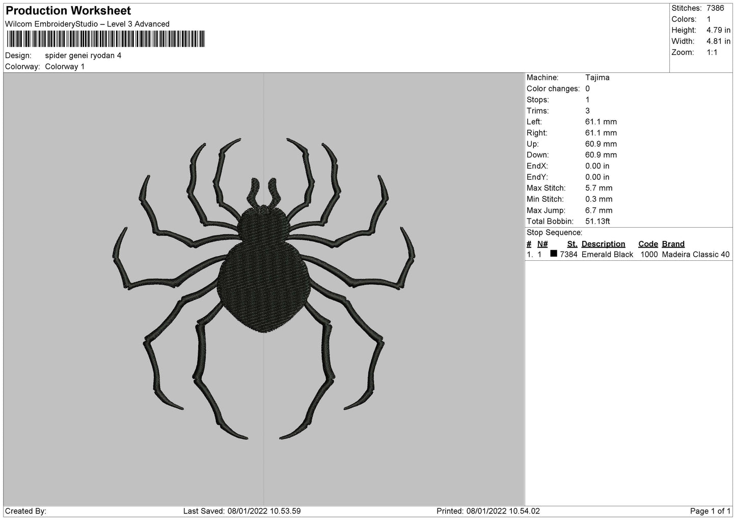 Spider Genei Ryodan Embroidery File 4 size