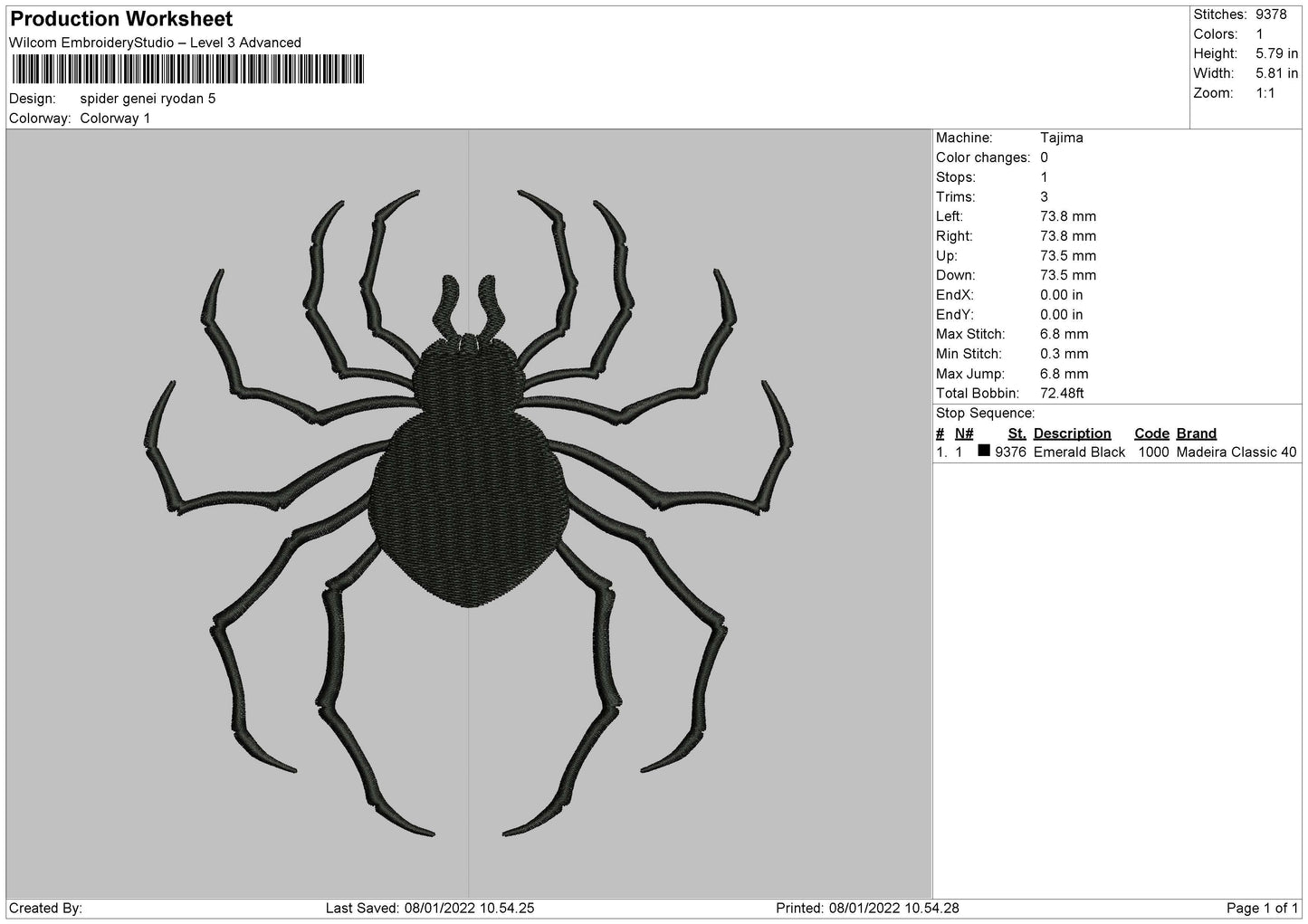 Spider Genei Ryodan Embroidery File 4 size