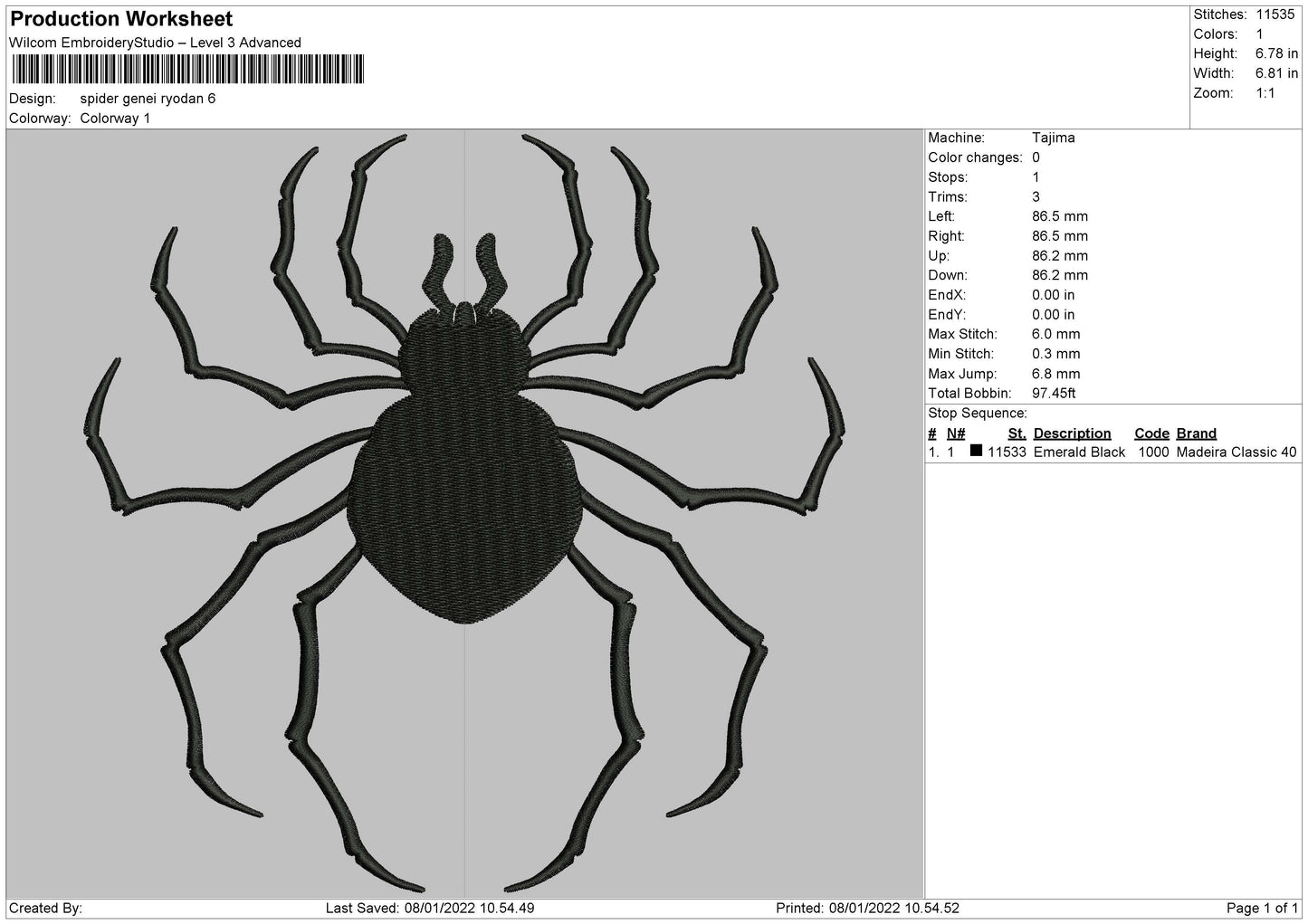 Spider Genei Ryodan Embroidery File 4 size