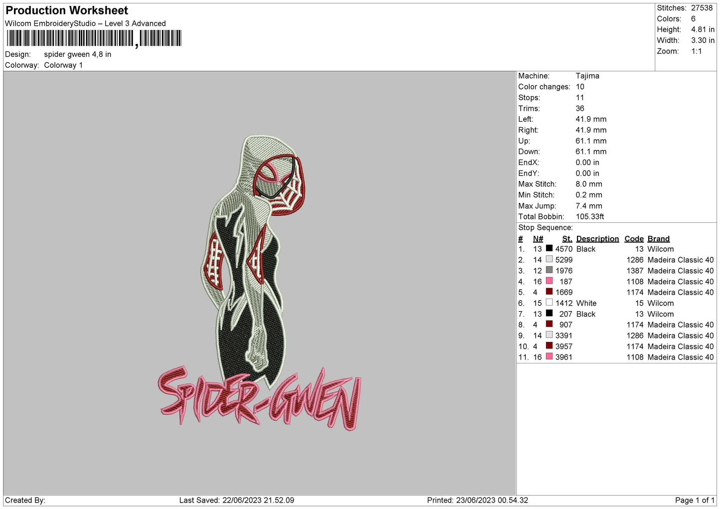 Spider Gween Embroidery File 6 sizes