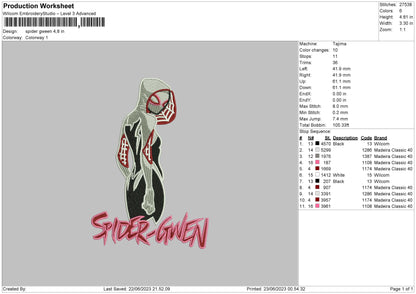 Spider Gween Embroidery File 6 sizes