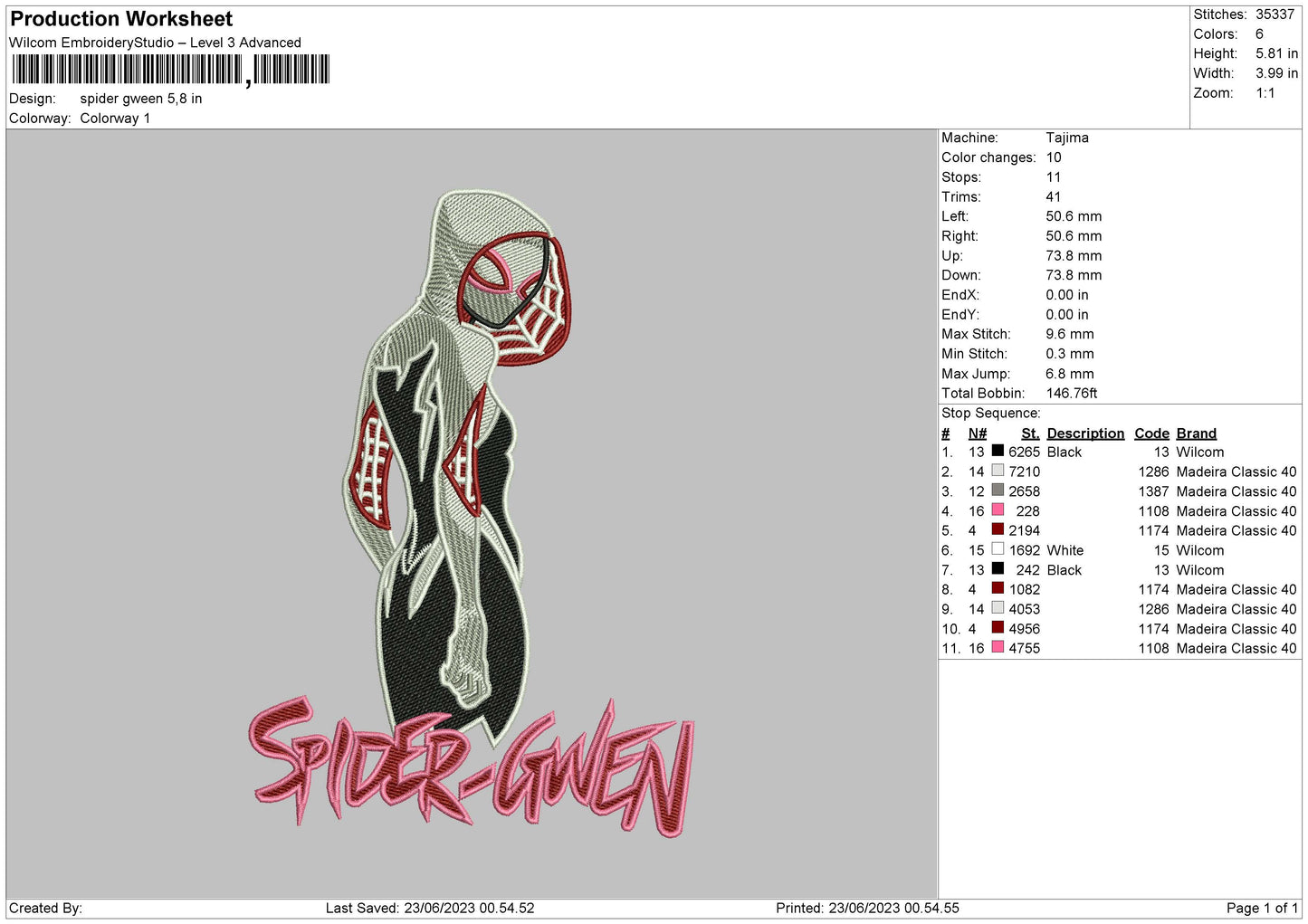 Spider Gween Embroidery File 6 sizes