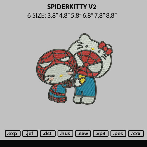 Spiderkitty V2 Embroidery File 6 sizes