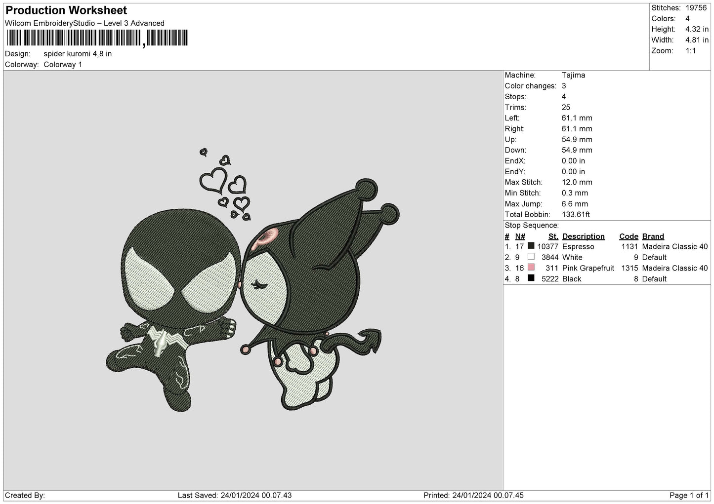 Spiderkuro Embroidery File 6 sizes