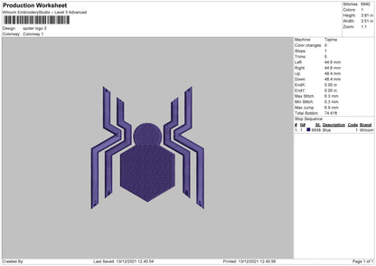 Spider Logo Embroidery File 4 size