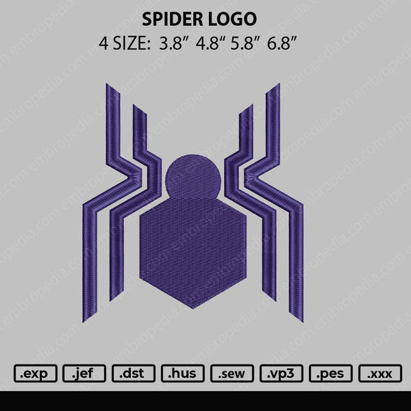 Spider Logo Embroidery File 4 size