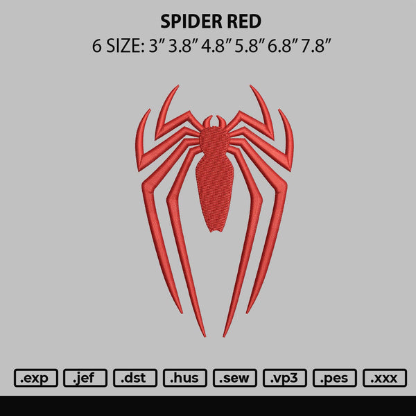 Spider Red Embroidery File 6 sizes