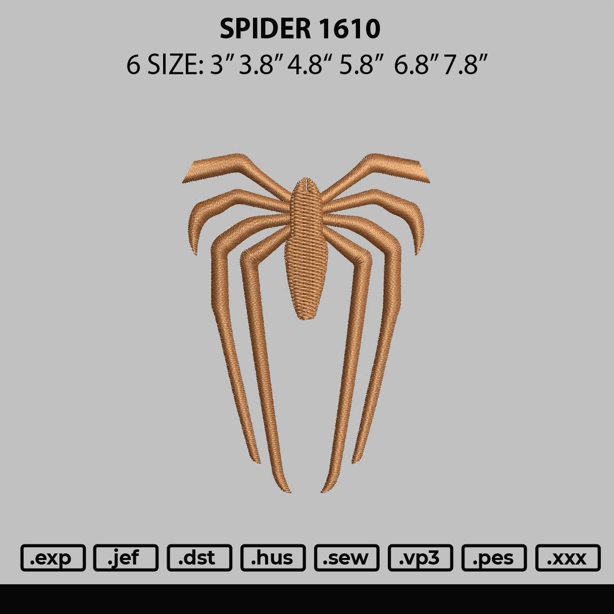 Spider 1610 Embroidery File 6 sizes