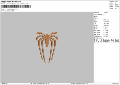 Spider 1610 Embroidery File 6 sizes