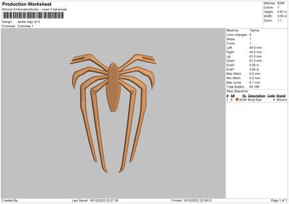 Spider 1610 Embroidery File 6 sizes