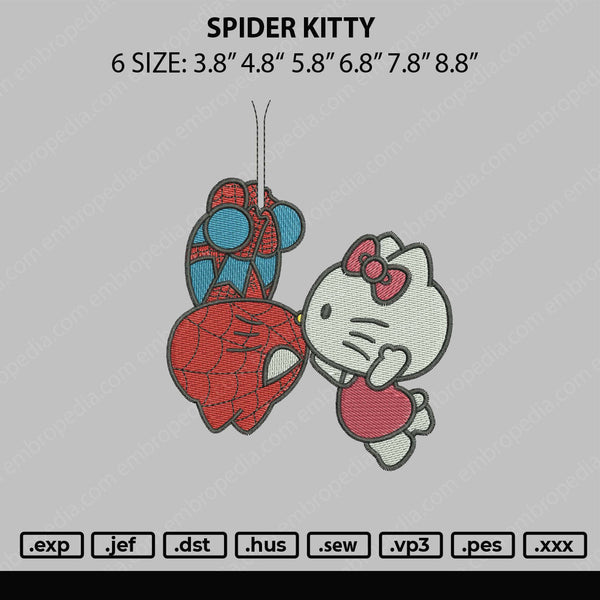 Spider Kitty Embroidery FiIe 6 sizes