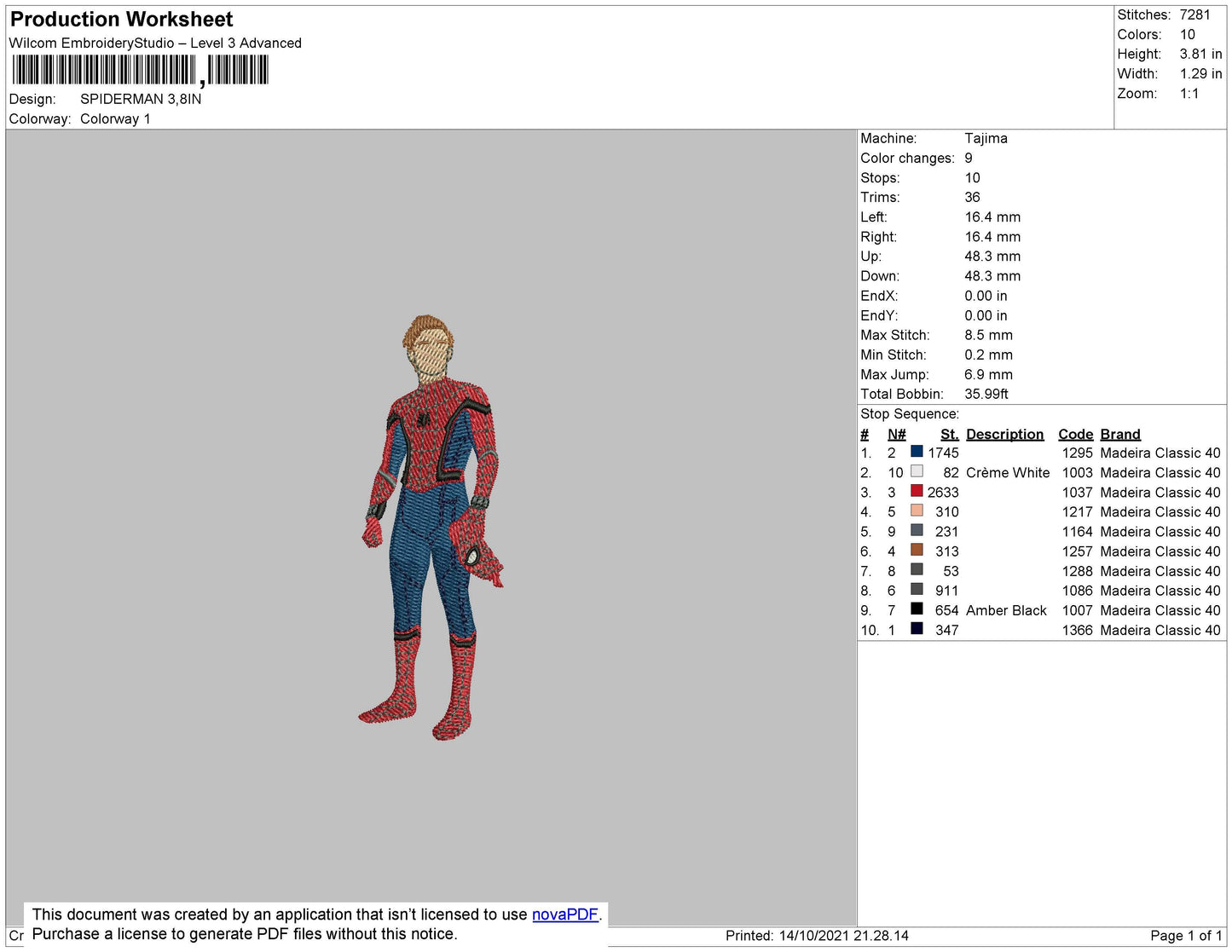 Spiderman Embroidery File 4 size