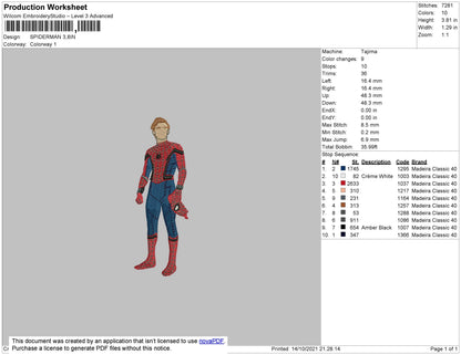 Spiderman Embroidery File 4 size