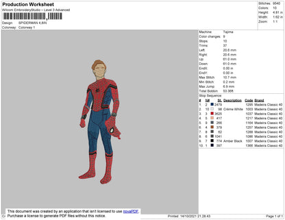 Spiderman Embroidery File 4 size