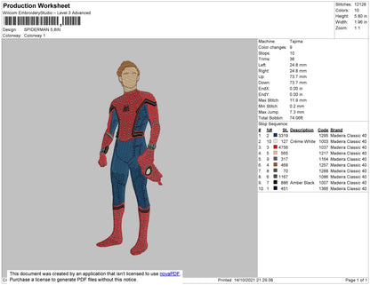Spiderman Embroidery File 4 size