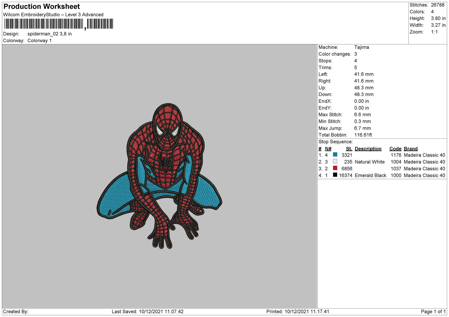 Spiderman 02 Embroidery File 4 size
