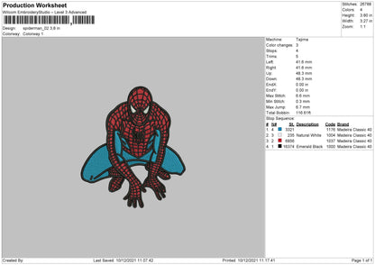 Spiderman 02 Embroidery File 4 size