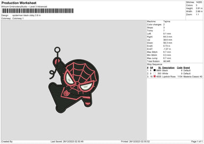 Spider Black Chibi Embroidery File 6 sizes