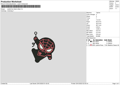 Spider Black Chibi Embroidery File 6 sizes