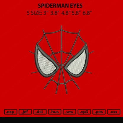 Spiderman Eyes Embroidery File 5 Size