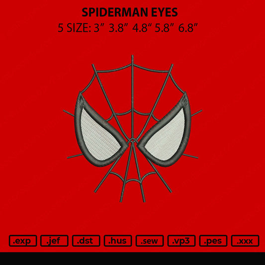 Spiderman Eyes Embroidery File 5 Size