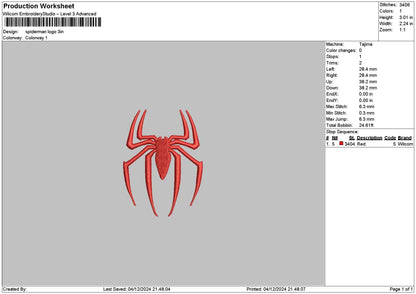 Spider Small 01 Embroidery File 6 sizes