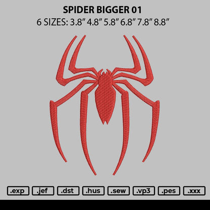 Spider Bigger 01 Embroidery File 6 sizes