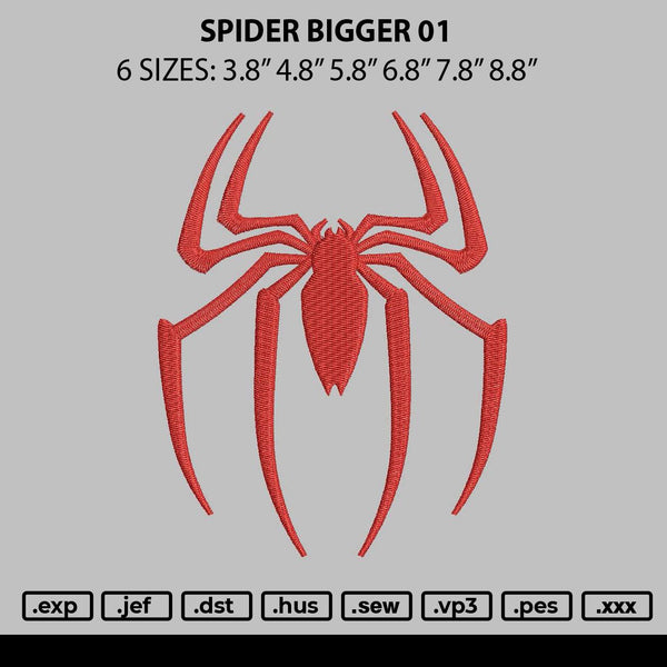 Spider Bigger 01 Embroidery File 6 sizes